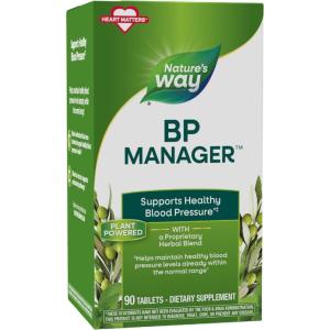 Nature’s Way BP Manager, Supports Healthy Blood Pressure(1) & Heart Health*, with Stevia, Hawthorn, & Olive Leaf Extracts, 90 Tablets (Packaging May Vary)