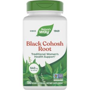 Nature’s Way Black Cohosh Root, Traditional Support for Women’s Health*, 540 mg per Serving, Non-GMO Project Verified, 180 Capsules (Packaging May Vary)(180 Count (Pack of 1))
