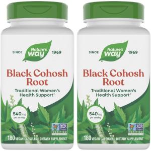 Nature’s Way Black Cohosh Root, Traditional Support for Women’s Health*, 540 mg per Serving, Non-GMO Project Verified, 180 Capsules (Packaging May Vary)(180 Count (Pack of 2))