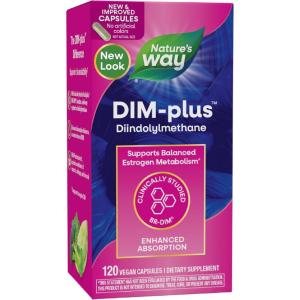Nature’s Way DIM-Plus, DIM Supplement, Supports Balanced Estrogen Metabolism*, Supports Estrogen Hormone Balance*, Diindolylmethane, 120 Vegan Capsules