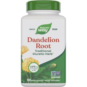 Nature’s Way Dandelion Root Capsules, Traditional Diuretic Herb, 1,575 mg Dandelion Root per 3-Capsule Serving, Vegan Dandelion Root Supplement, Non-GMO Project Verified, 100 Capsules(180 Count (Pack of 1))