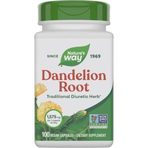 Nature’s Way Dandelion Root Capsules, Traditional Diuretic Herb, 1,575 mg Dandelion Root per 3-Capsule Serving, Vegan Dandelion Root Supplement, Non-GMO Project Verified, 100 Capsules(100 Count (Pack of 1))