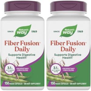 Nature’s Way Fiber Fusion Daily, Psyllium Husk Capsules with Oat Bran, Guar Gum, Pectin, Digestive Health Support*, Vegan, 150 Capsules (Packaging May Vary)(150 Count (Pack of 2))