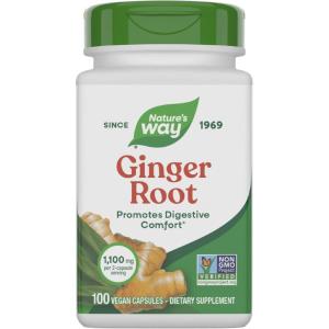 Nature’s Way Ginger Root Capsules, 1100 mg per 2-Capsule Serving Ginger Supplement for Digestive Comfort and Motion-Related Nausea Support*, Vegan, Non-GMO Project Verified, 240 Count(100 Count (Pack of 1))