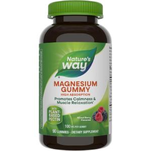 Nature’s Way Magnesium Gummies, Promotes Calm*, with Magnesium Citrate, Raspberry and Blackberry Flavored, 90 Gummies