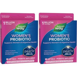 Nature’s Way Pearls Women’s Probiotic, Supports Women’s and Digestive Health*, Protects Against Occasional Constipation & Bloating*, 1 Billion Live Cultures, 30 Softgels (Packaging May Vary)(90 Count (Pack of 2))