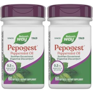 Nature’s Way Pepogest Peppermint Oil, Soothes Occasional Gastrointestinal Discomfort*, Enteric Coated Peppermint Oil Softgels, 60 Softgels (Packaging May Vary)(60 Count (Pack of 2))
