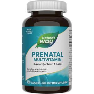 Nature’s Way Prenatal Multivitamin, with Folate for Healthy Brain and Spinal Development*, Buffered Vitamin C, B-Vitamins, 180 Capsules (Packaging May Vary)