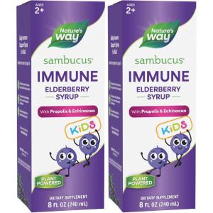 Nature’s Way Sambucus Elderberry Immune Syrup for Kids Ages 2+, with Echinacea & Propolis, with Superfood Antioxidants(1), Immune Support Syrup*, Berry Flavored, 4 Fl Oz (Packaging May Vary)(8 Fl Oz (Pack of 2))