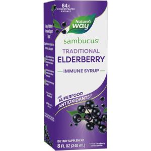 Nature’s Way Sambucus Elderberry Traditional Immune Syrup, Highly Concentrated Black Elderberry Extract, Traditional Immune Support*, Delicious Berry Flavored, 8 Fl Oz (Packaging May Vary)(8 Fl Oz (Pack of 1))