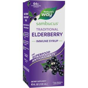 Nature’s Way Sambucus Elderberry Traditional Immune Syrup, Highly Concentrated Black Elderberry Extract, Traditional Immune Support*, Delicious Berry Flavored, 8 Fl Oz (Packaging May Vary)(4 Fl Oz (Pack of 1))