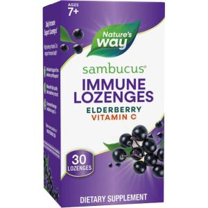 Nature’s Way Sambucus Immune Lozenges, with Vitamin C, Black Elderberry Extract, Immune Support*, 30 Lozenges (Packaging May Vary)