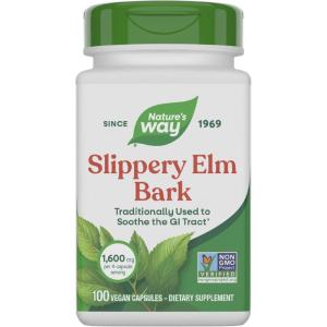 Nature’s Way Slippery Elm Bark, Traditional Support to Soothe the GI Tract*, Vegan, Slippery Elm Capsules, 100 Capsules