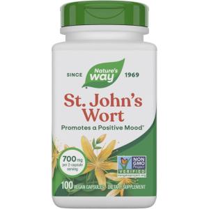 Nature’s Way St. John’s Wort Capsules, Herbal Supplement Promotes a Positive Outlook*, 700 mg per 2-capsule serving, Non-GMO Project Verified, Vegan, 100 Capsules(100 Count (Pack of 1))