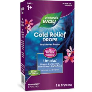 Nature’s Way Umcka Cold Relief Drops, Feel Better Faster, Multi-Symptom Cold Relief, Homeopathic, Shortens Sore Throat, Cough and Congestion, Non-Drowsy, 1 Fl Oz (Packaging May Vary)(1 Ounce)