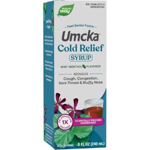 Nature’s Way Umcka Cold Relief Syrup, Umcka, Homeopathic, Shortens Duration and Reduces Severity, Cough, Congestion, Sore Throat, Stuffy Nose, Mint-Menthol Flavored, 4 Fl Oz (Packaging May Vary)(8 Ounce)