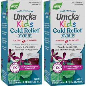 Nature’s Way Umcka ColdCare Kids Cherry Syrup, For Cough | Congestion | Sore Throat, Clinically Proven, 4 FL Ounce (Packaging May Vary)(4 Fl Oz (Pack of 2))