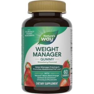 Nature’s Way Weight Manager Gummy, Helps Manage Cravings & Promotes Abdominal Fat Loss*(1), with Clinically Studied Ingredients, Vitamins B6 & B12, Strawberry Flavored, 60 Gummies