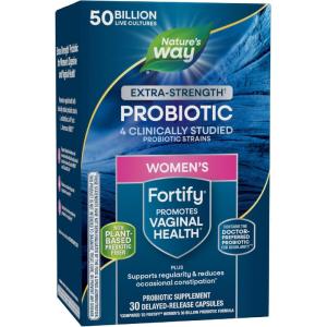 Nature’s Way Women’s Extra Strength(1) Fortify Probiotic 50B Cultures, Supports Digestive, Vaginal & Immune Health*, Plant-Based Prebiotic Fiber, Non-GMO Project Verified, 30 Capsules(Probiotics)