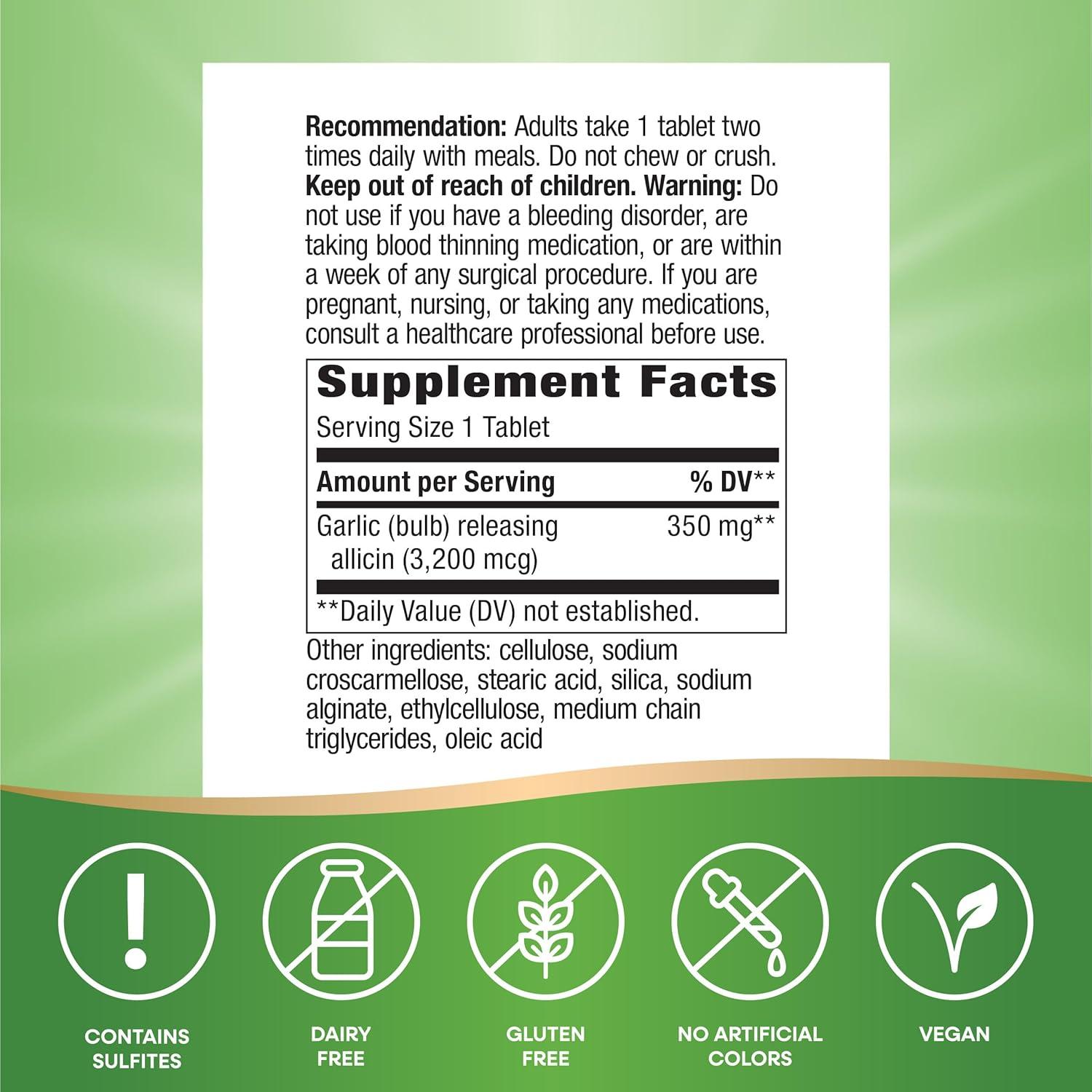 image:imageNatures Way Garlicin Cardio Premium Herbal Supports Healthy Circulation No Garlic Taste Vegan Garlic Supplements 180 Tablets Packaging May Vary