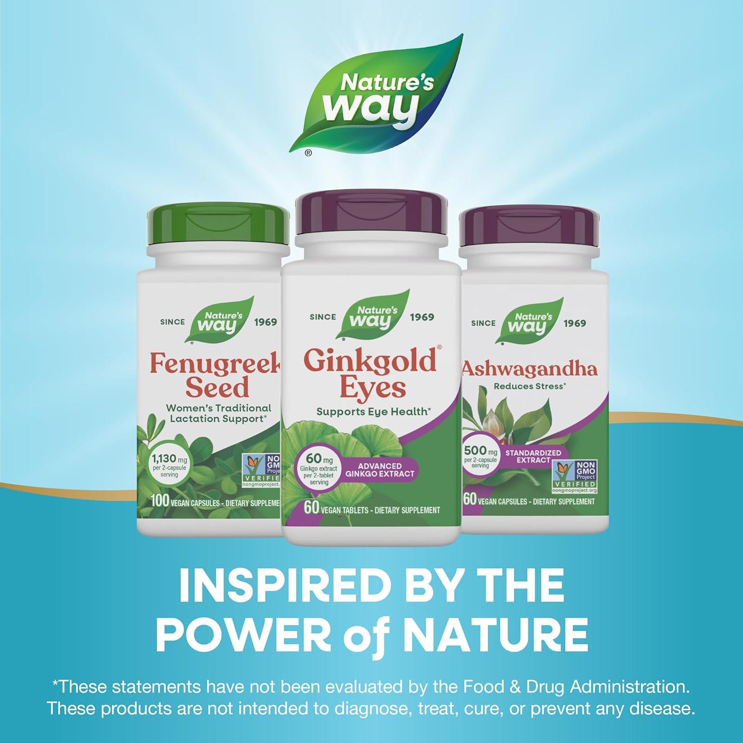 image:imageNatures Way Ginkgold Eyes Gingko Biloba Supplements for Adults Supports Eye Health Gluten Free 60mg Ginkgo Biloba Extract Per 2Tablet Serving 60 Tablets Packaging May VaryUnflovoured