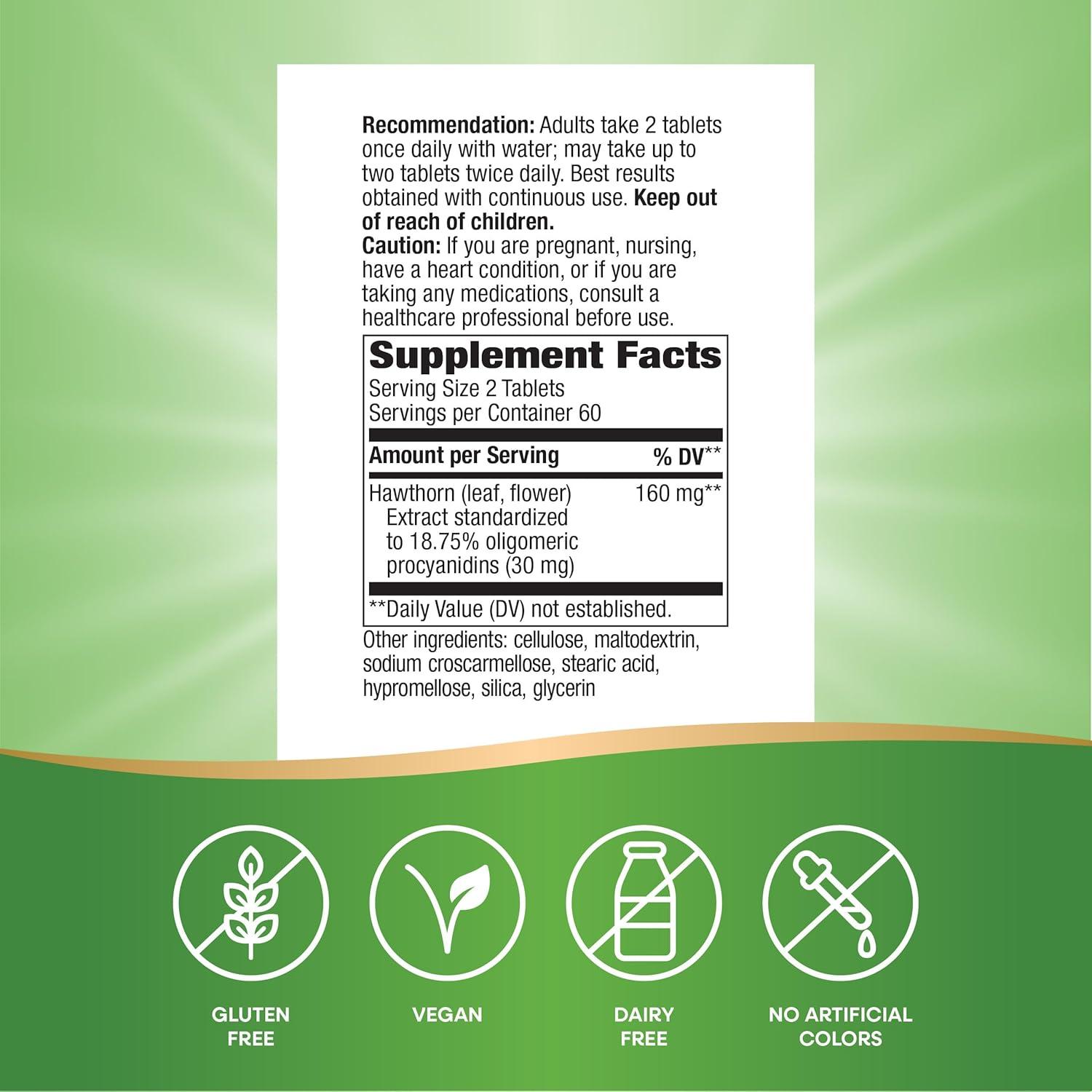image:imageNatures Way HeartCare Hawthorn Standardized Extract Promotes Healthy Heart Function Gluten free 120 Tablets Packaging May Vary