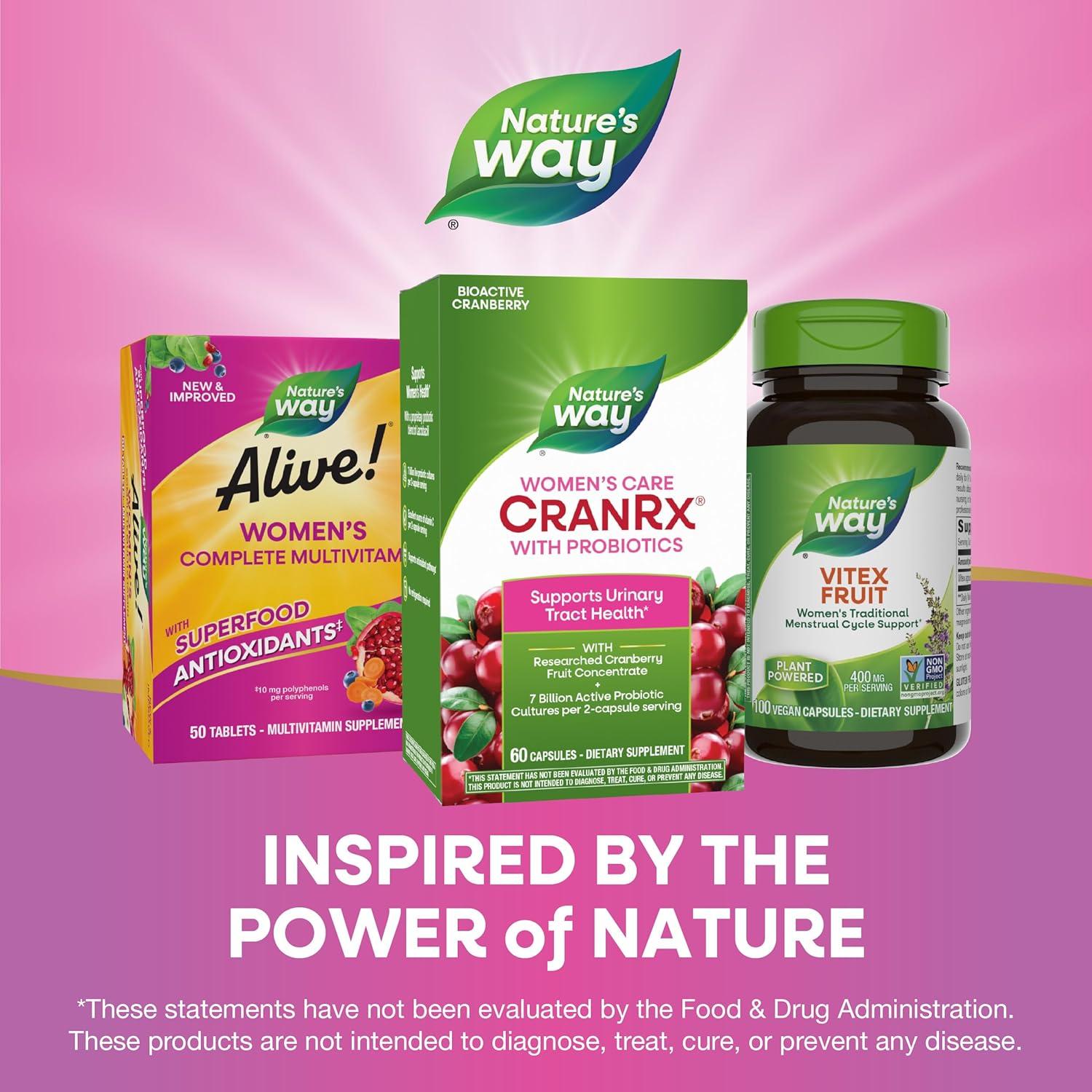 image:imageNatures Way Womens Care CranRx with Probiotics Supports Urinary Health Vitamin C Cranberry 7 Billion Live Cultures per 2Capsule Serving 60 Capsules Packaging May Vary