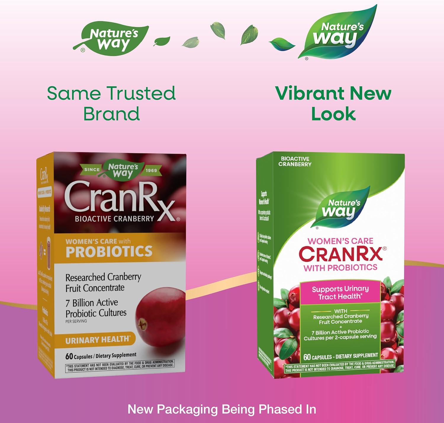 image:imageNatures Way Womens Care CranRx with Probiotics Supports Urinary Health Vitamin C Cranberry 7 Billion Live Cultures per 2Capsule Serving 60 Capsules Packaging May Vary