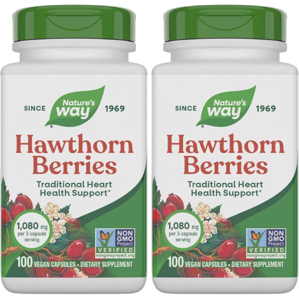 image:imageNatures Way Herbal Hawthorn Berries Traditional Heart Health Support 100 Vegan Capsules Packaging May Vary100 Count Pack of 2