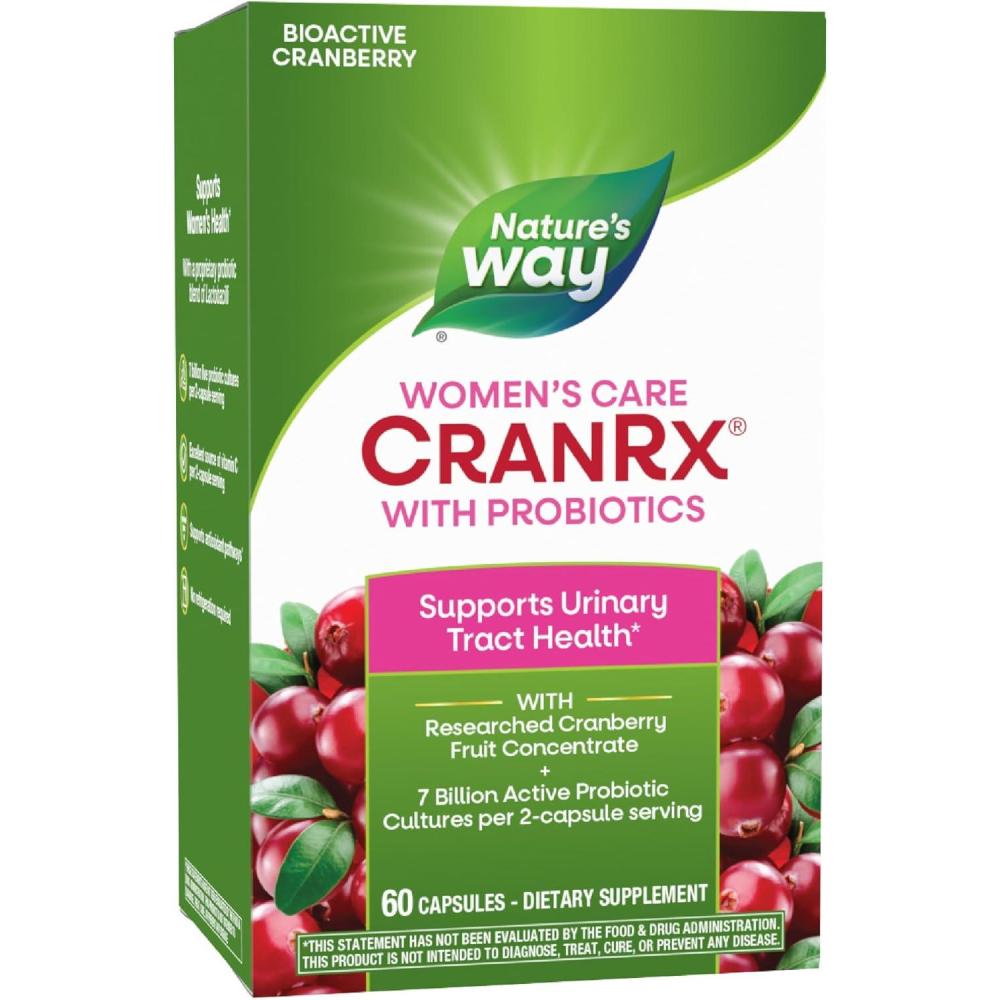 image:imageNatures Way Womens Care CranRx with Probiotics Supports Urinary Health Vitamin C Cranberry 7 Billion Live Cultures per 2Capsule Serving 60 Capsules Packaging May Vary