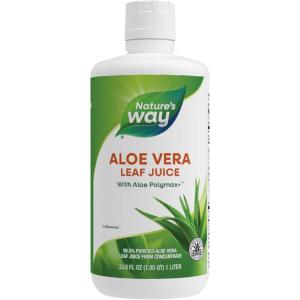 Nature’s Way Aloe Vera Leaf Juice with Polymax+, 99.5% Purified Aloe Vera Leaf Juice from Concentrate, Unflavored, 33.8 Fl Oz