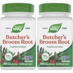 Nature’s Way Butcher’s Broom, Traditional Herb, 720 mg per 2-Capsule Serving, Non-GMO Project Verified, 100 Vegan Capsules (Packaging May Vary)(100 Count (Pack of 2))