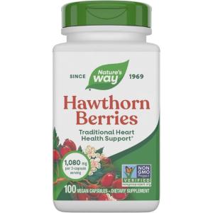Nature’s Way Herbal Hawthorn Berries, Traditional Heart Health Support*, 100 Vegan Capsules (Packaging May Vary)(100 Count (Pack of 1))