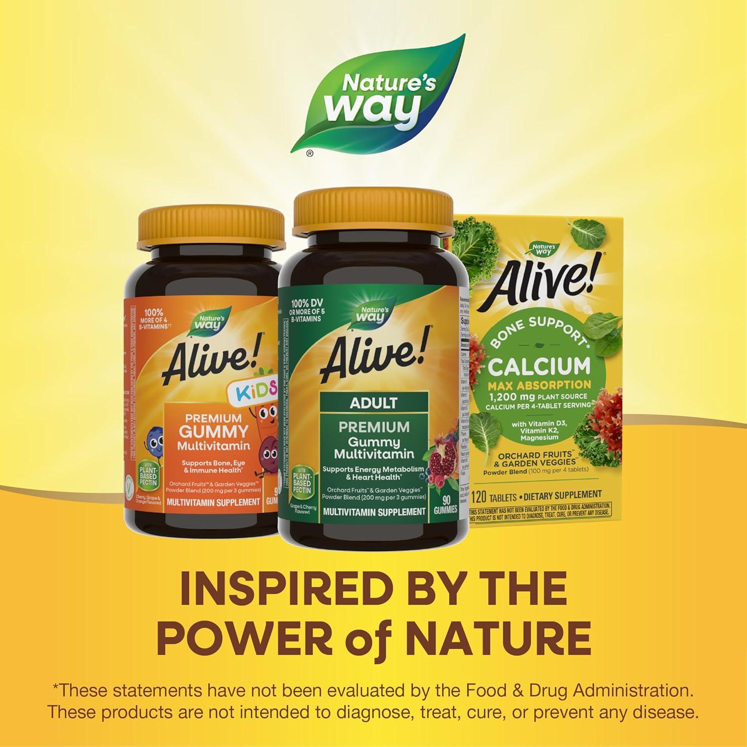 image:imageNatures Way Alive Adult Premium Multivitamin Gummy Supplement Full BVitamin Complex Supports Energy Metabolism amp Heart Health Grape and Cherry Flavored 90 Gummies Packaging May Vary