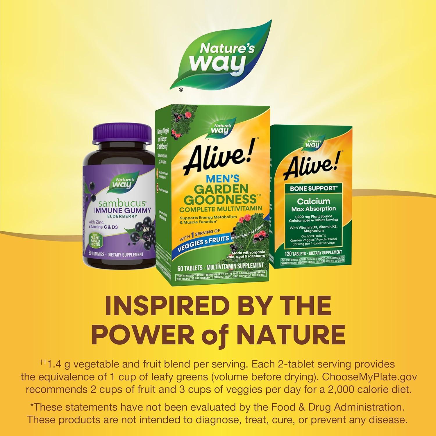 image:imageNatures Way Alive Garden Goodness Mens Multivitamin One Serving of Veggies and Fruits1 High Potency BVitamins 60 Tablets Packaging May Vary