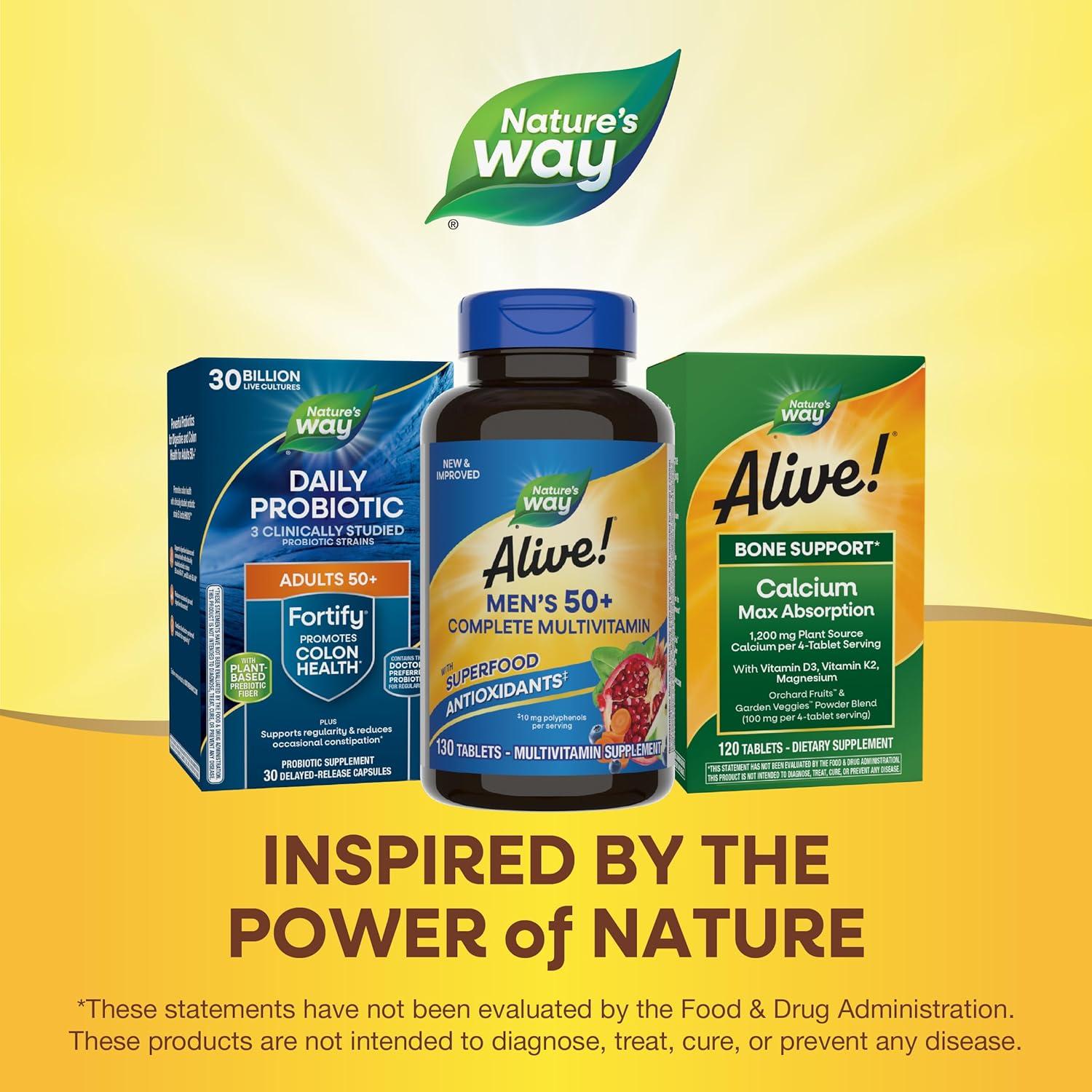 image:imageNatures Way Alive Mens 50 Complete Multivitamin Supports Healthy Brain Eyes amp Heart High Potency BVitamins GlutenFree 130 Tablets Packaging May Vary130 Count Pack of 1
