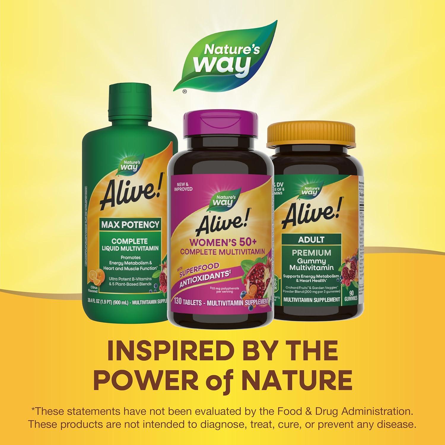 image:imageNatures Way Alive Womens 50 Complete Multivitamins Supports Healthy Heart Brain Bones Superfood Antioxidants1 BVitamins Gluten Free 130 Tablets Packaging May Vary130 Count Pack of 2