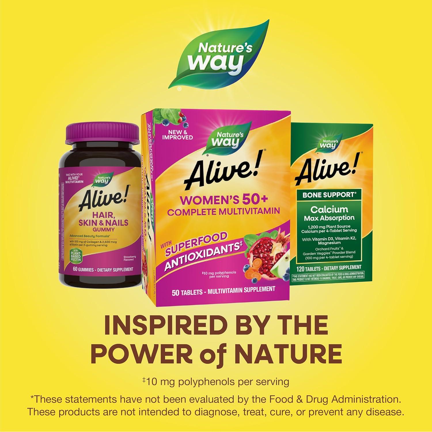 image:imageNatures Way Alive Womens 50 Complete Multivitamins Supports Healthy Heart Brain Bones Superfood Antioxidants1 BVitamins Gluten Free 130 Tablets Packaging May Vary50 Count Pack of 1