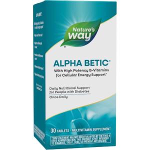 Nature’s Way alpha betic, Diabetic Multivitamin for Daily Nutritional Support, with B-Vitamins for Energy Metabolism Support*, Alpha Lipoic Acid, Taurine, Lutein, 30 Tablets
