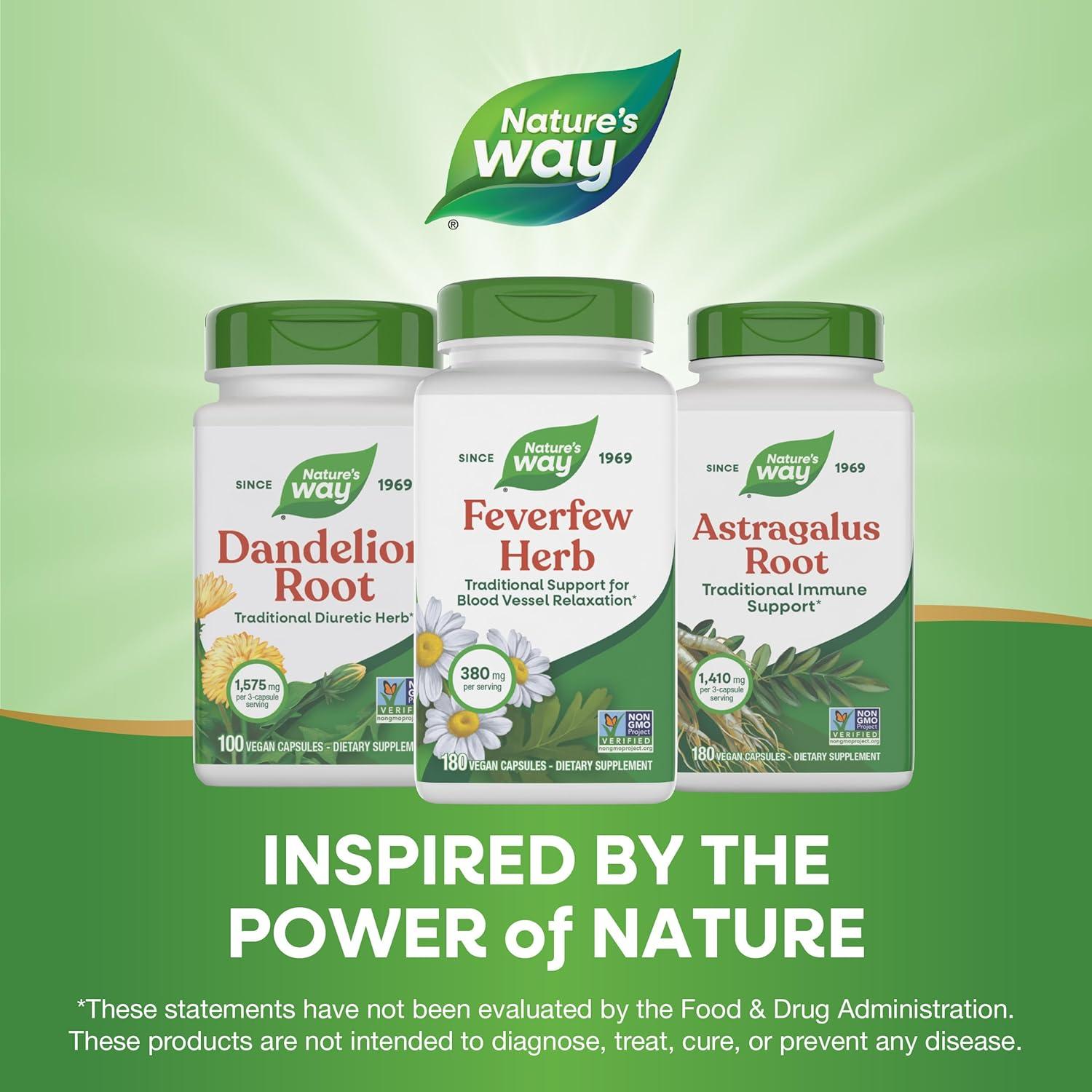 image:imageNatures Way Feverfew Herb Traditional Support for Blood Vessel Relaxation 380 mg per Serving NonGMO Project Verified 180 Vegan Feverfew Capsules Packaging May Vary180 Count Pack of 1