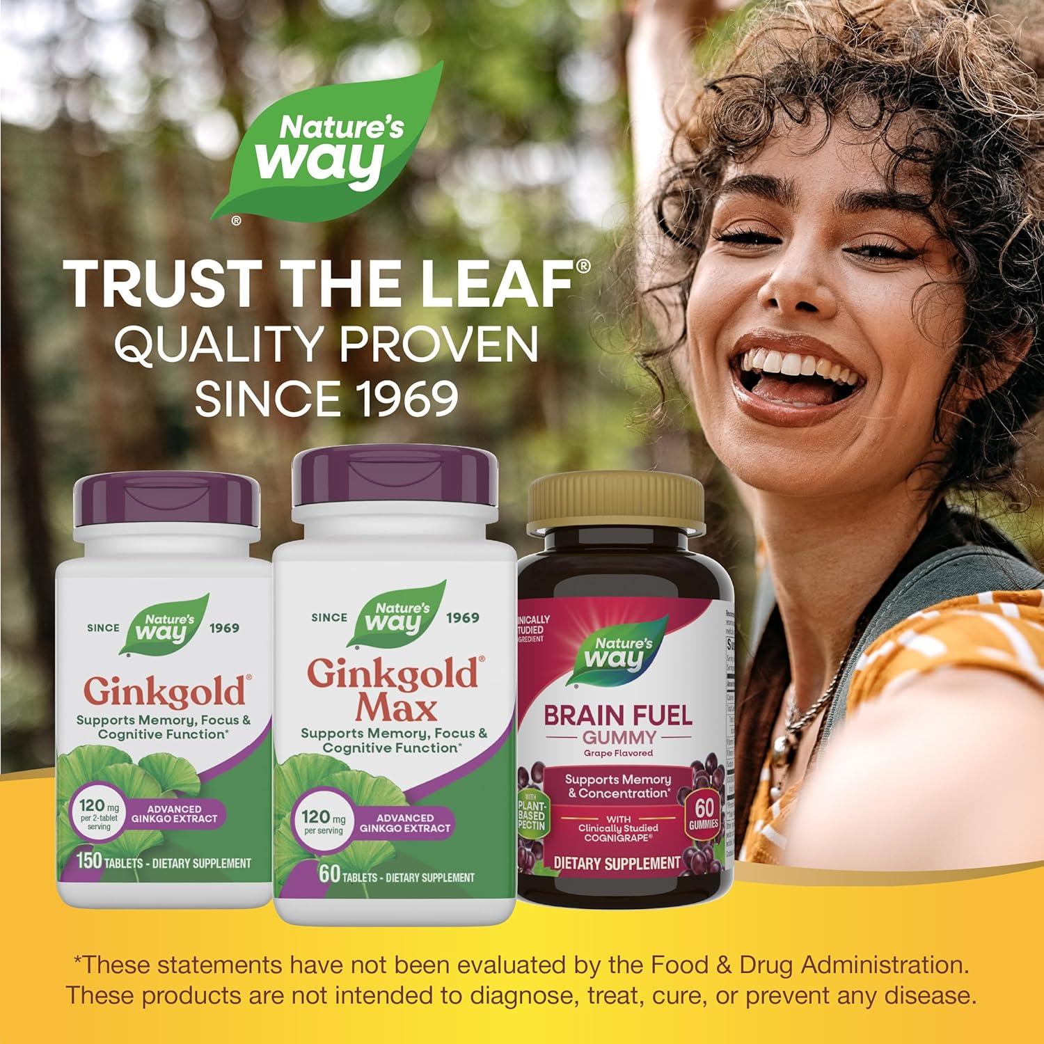 image:imageNatures Way Ginkgold Max Advanced Ginkgo Extract Supports Concentration Cognitive Function Memory and Focus GlutenFree Vegan 60 Vegan Tablets Packaging May Vary60 Count Pack of 1