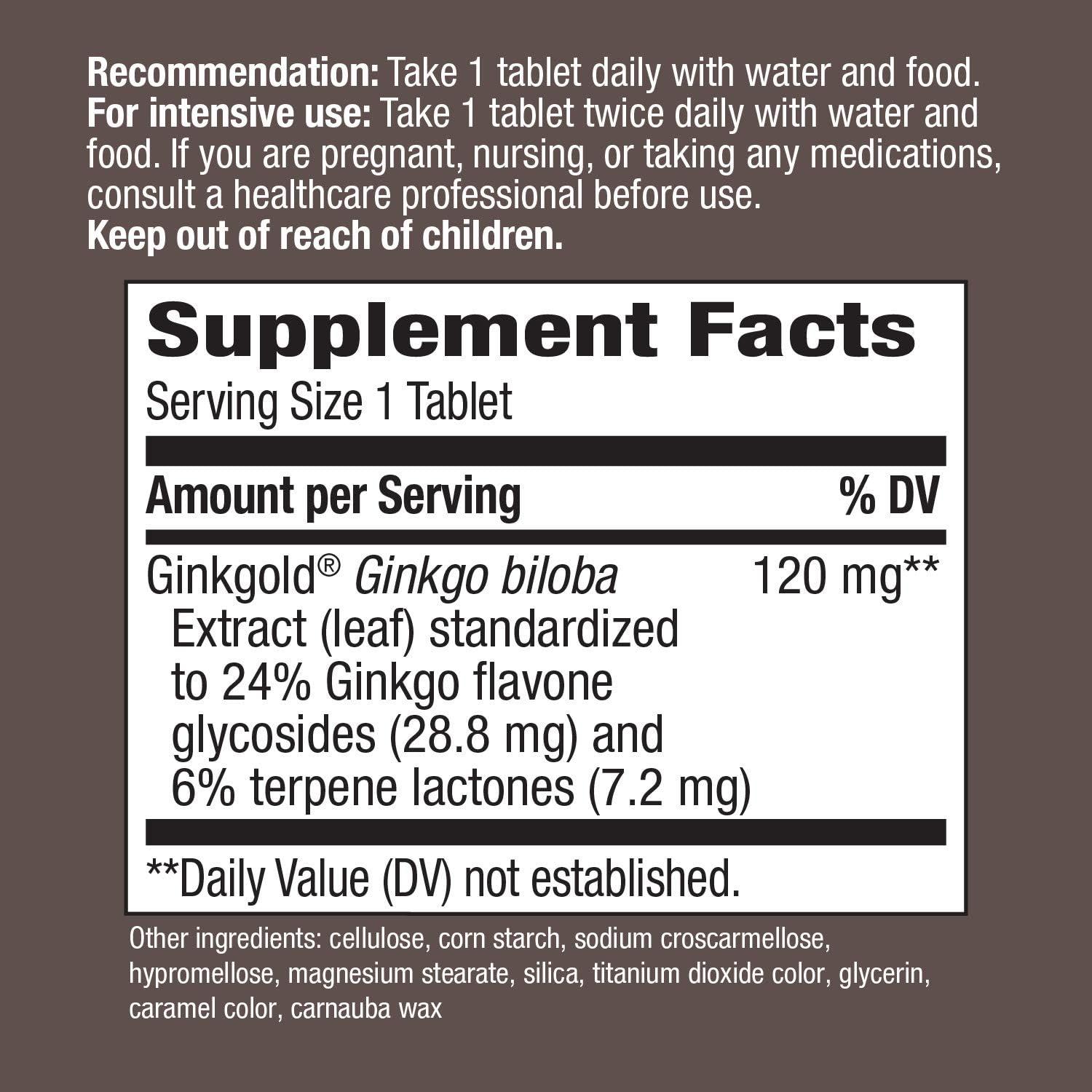 image:imageNatures Way Ginkgold Max Advanced Ginkgo Extract Supports Concentration Cognitive Function Memory and Focus GlutenFree Vegan 60 Vegan Tablets Packaging May Vary30 Count Pack of 1