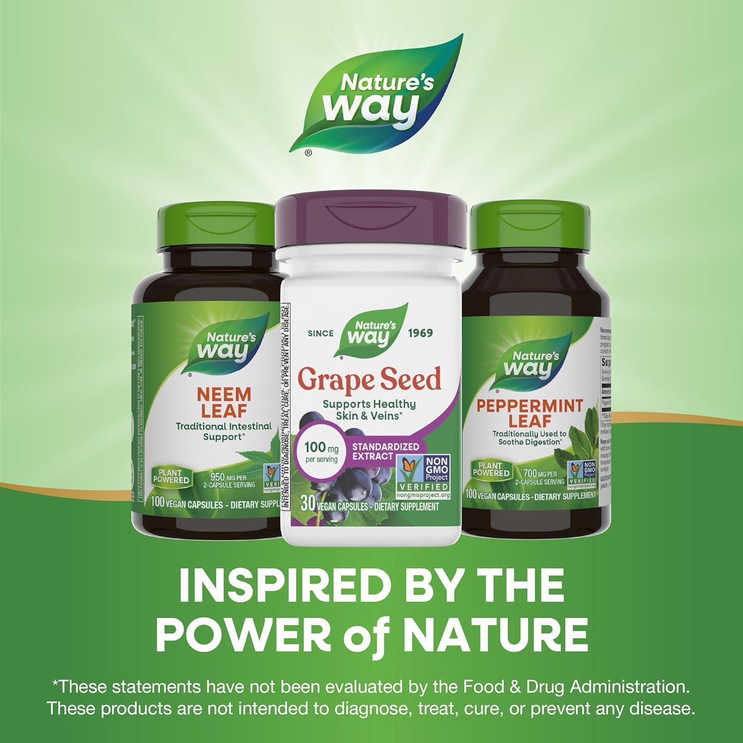 image:imageNatures Way Grape Seed Standardized Extract Supports Healthy Skin and Veins Antioxidant Support NonGMO Project Verified 30 Vegan Capsules Packaging May Vary