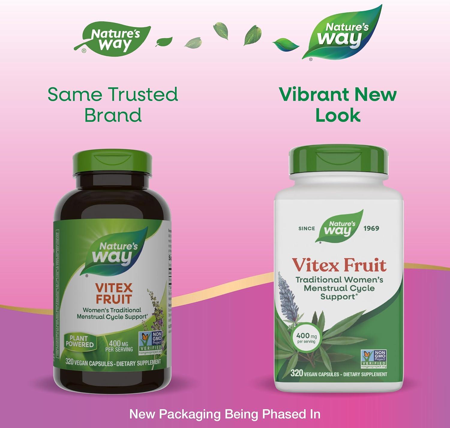 image:imageNatures Way Vitex Fruit Traditional Menstrual Cycle Support Traditional Womens Health Support Chasteberry Supplement for Women Vegan 320 Capsules Packaging May Vary320 Count Pack of 1