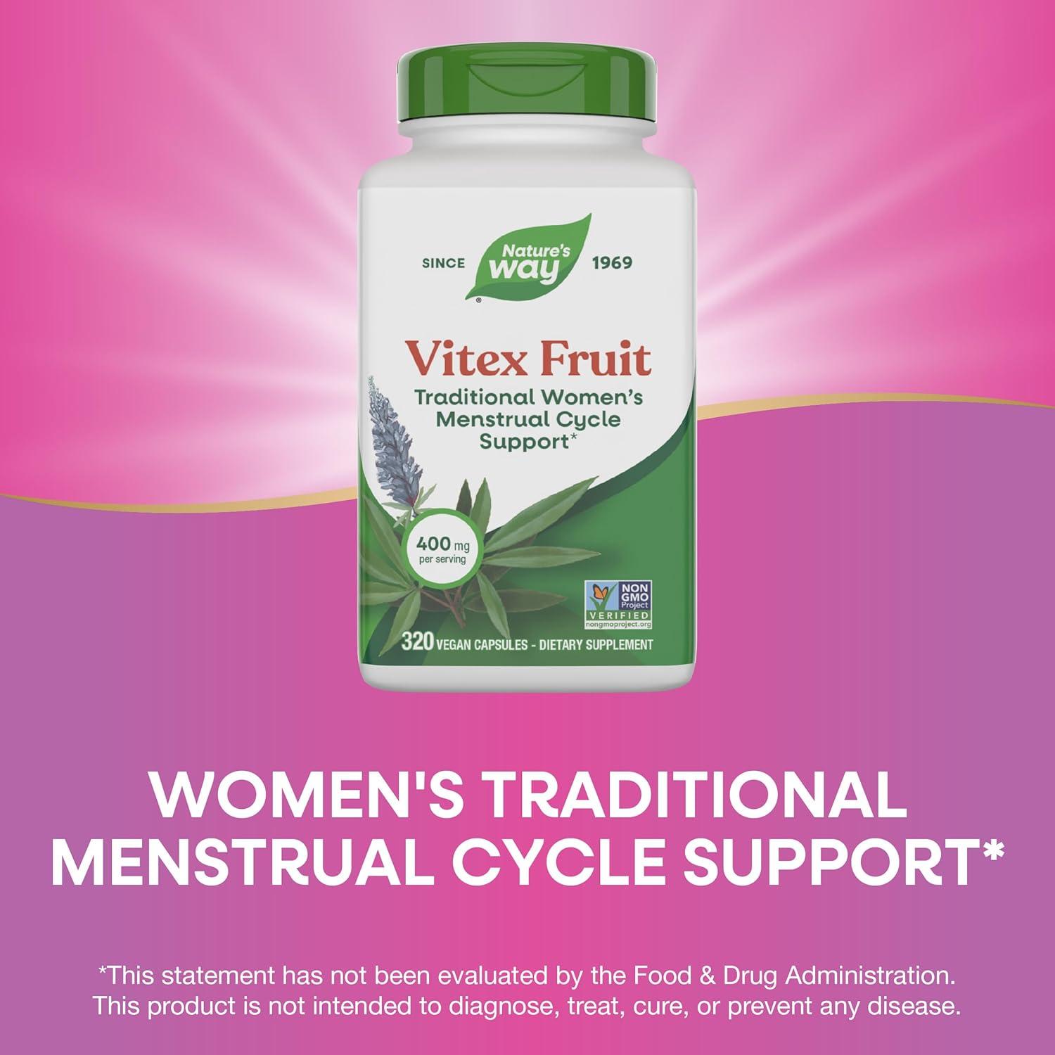 image:imageNatures Way Vitex Fruit Traditional Menstrual Cycle Support Traditional Womens Health Support Chasteberry Supplement for Women Vegan 320 Capsules Packaging May Vary320 Count Pack of 1