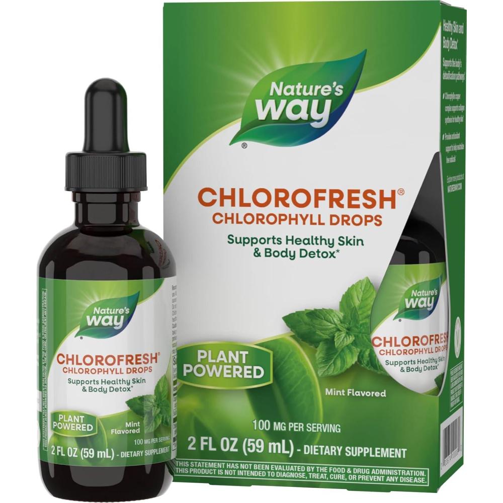 image:imageNatures Way Chlorofresh Chlorophyll Drops Supports Detox Pathways Liquid Chlorophyllin Copper Complex Supports Healthy Skin Internal Deodorant Mint Flavored 2 Fl Oz Packaging May Vary