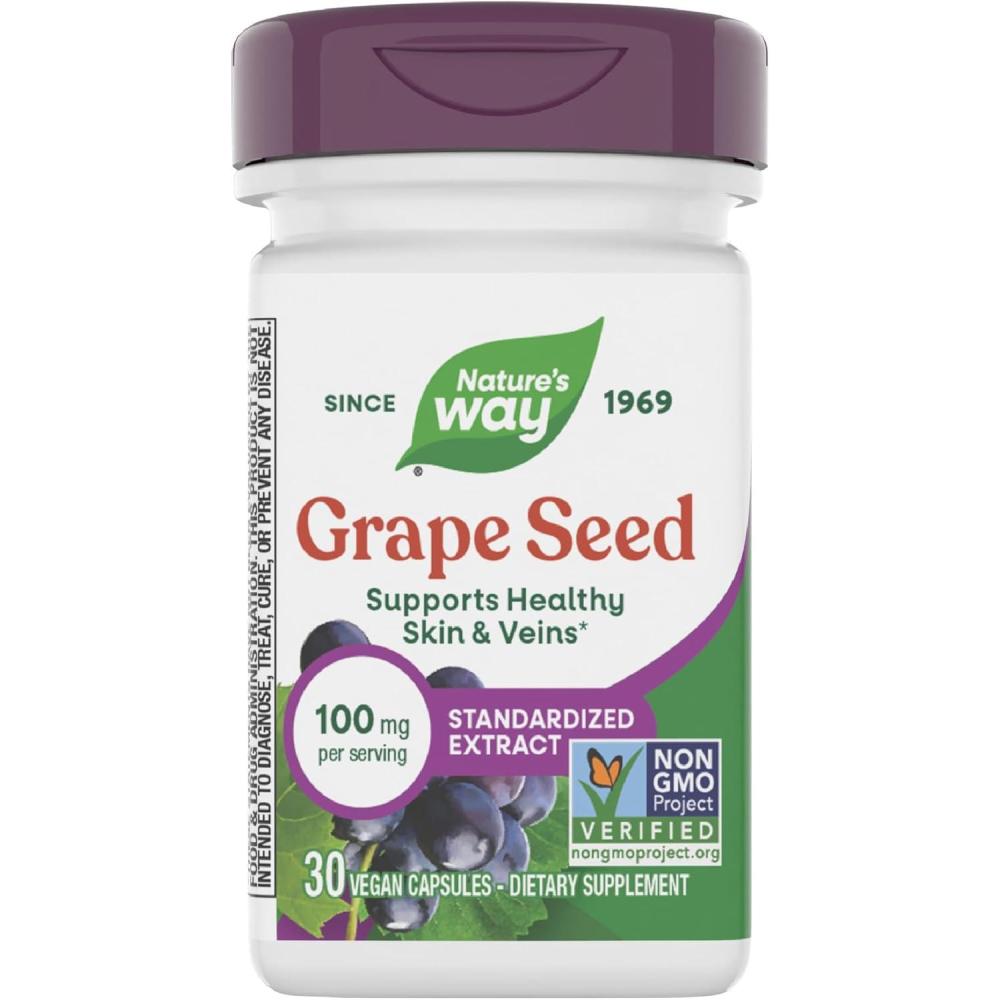 image:imageNatures Way Grape Seed Standardized Extract Supports Healthy Skin and Veins Antioxidant Support NonGMO Project Verified 30 Vegan Capsules Packaging May Vary