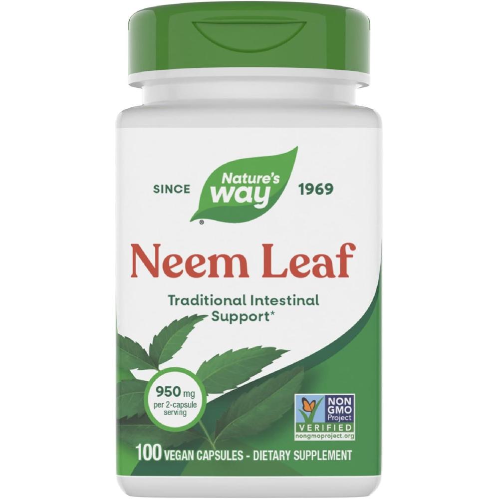 image:imageNatures Way Neem Leaf Capsules Traditional Intestinal Support Used in Ayurveda 950 mg per 2Capsule Serving NonGMO Project Verified Vegan 100 Count Packaging May Vary100 Count Pack of 1