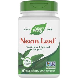 Nature’s Way Neem Leaf Capsules, Traditional Intestinal Support*, Used in Ayurveda, 950 mg per 2-Capsule Serving, Non-GMO Project Verified, Vegan, 100 Count (Packaging May Vary)(100 Count (Pack of 1))