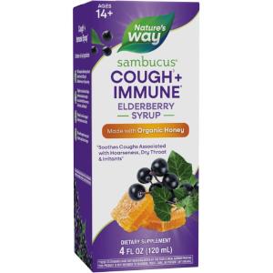 Nature’s Way Sambucus HoneyBerry Cough Syrup with Black Elderberry Extract & Organic Honey, Immune Support*, 4 Fl. Oz